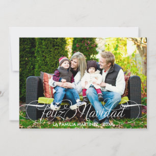 Feliz Navidad Tarjeta Fotográfica Escritura Blanca Holiday Card