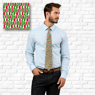 Feliz Navidad Text Pattern Tie