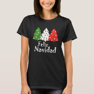 Feliz Navidad Tree Viva Mexico Flag Colors Pines T-Shirt