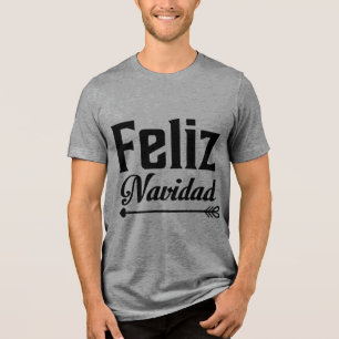 Feliz Navidad Typography Arrow Tri-Blend Shirt
