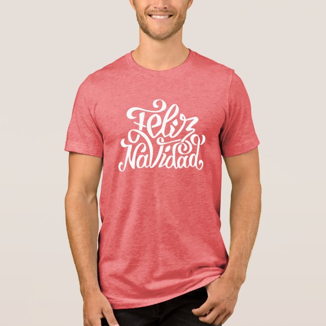 Feliz Navidad Typography | Holidays Tri-Blend Shirt (Front)