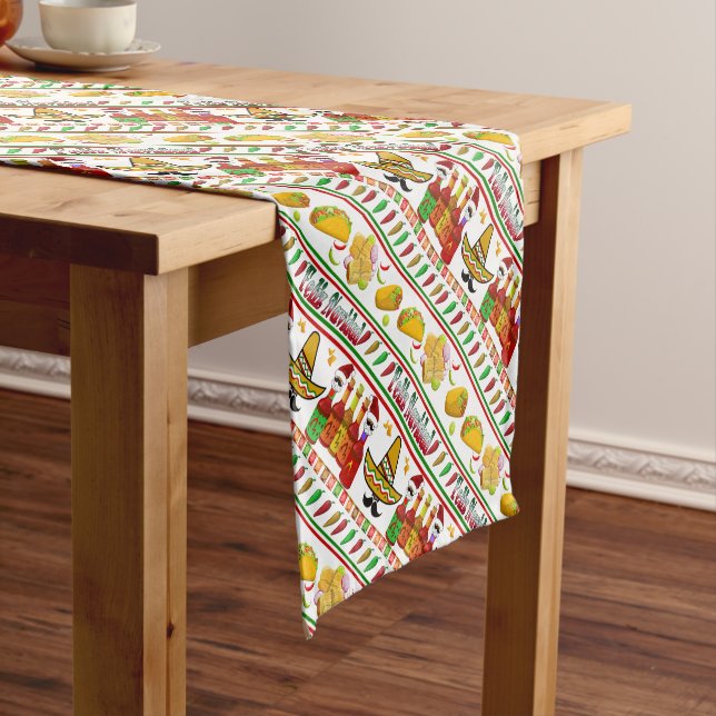 Feliz Navidad Ugly Sweater Christmas Short Table Runner (In Situ)