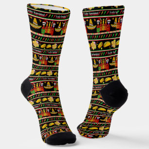 Feliz Navidad Ugly Sweater Pattern Socks