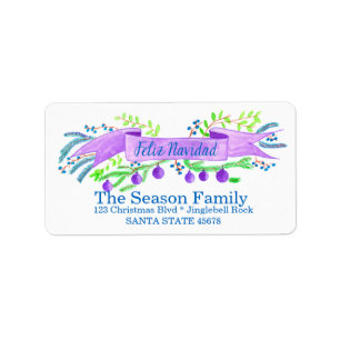 Feliz Navidad, watercolor Christmas banner Label