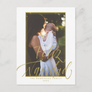 Feliz Navidad White Photo Christmas Postcard