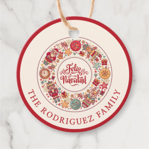Feliz Navidad Wreath Favour Tags
