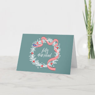 Feliz Navidad Wreath Flat Holiday Card