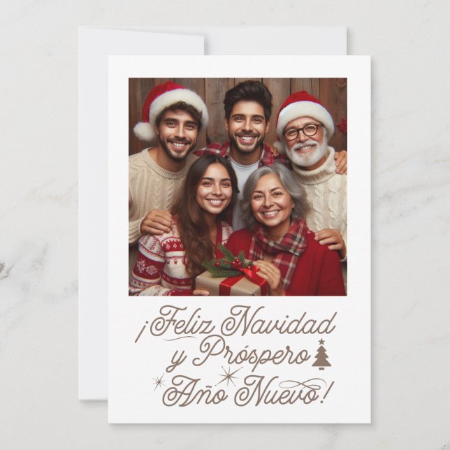 Feliz Navidad y Próspero Año Nuevo con Foto Invitation (Front)