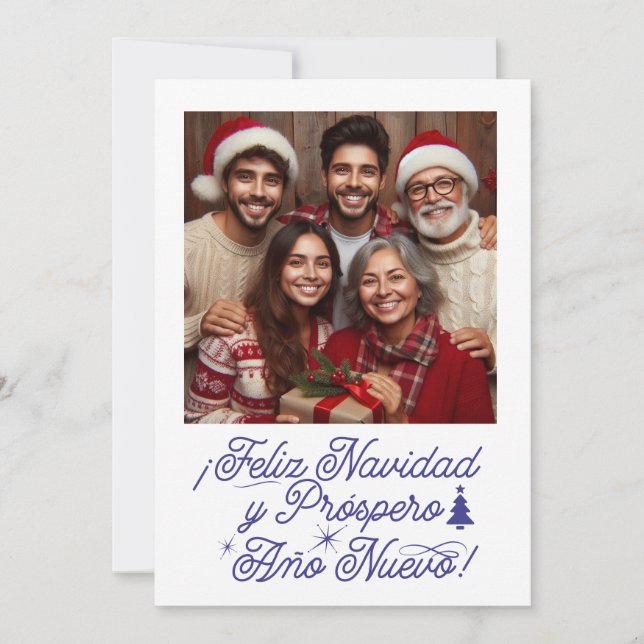 Feliz Navidad y Próspero Año Nuevo con Foto Invitation (Front)