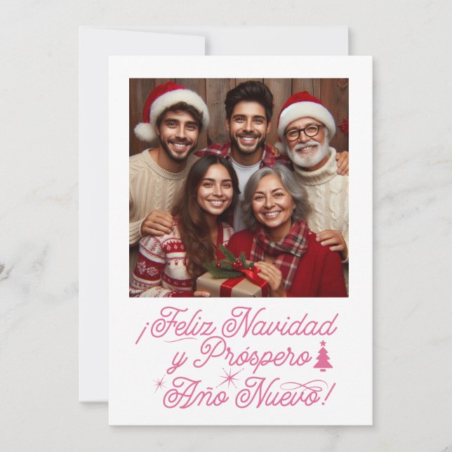 Feliz Navidad y Próspero Año Nuevo con Foto Invitation (Front)