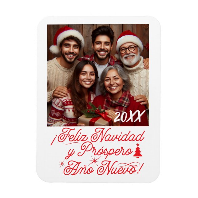 Feliz Navidad y Próspero Año Nuevo con Foto Magnet (Vertical)