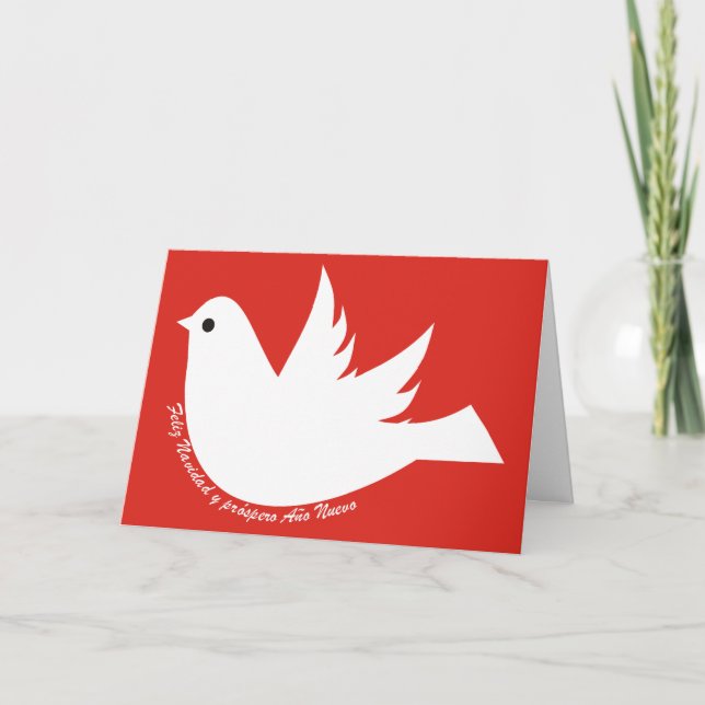 Feliz Navidad y próspero Año Nuevo dove Christmas Holiday Card (Front)