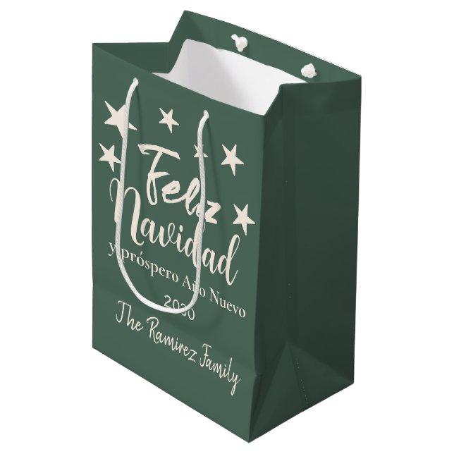 Feliz Navidad  y próspero Año Nuevo Holiday   Medium Gift Bag (Front Angled)