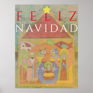 "Feliz Navided" Nativity Scene Poster