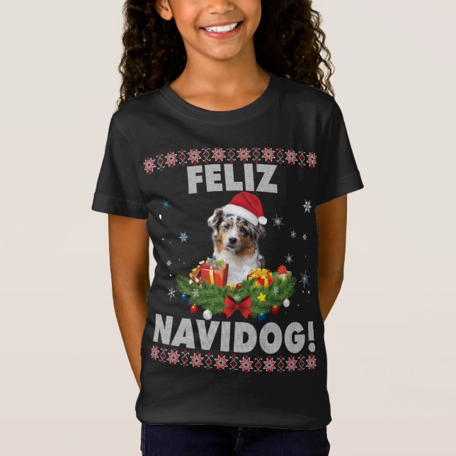 Feliz Navidog Aussie Dog Ugly Sweater Christmas Sa (Front)