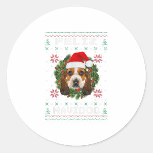 Feliz Navidog Basset Hound Dog Santa Ha Classic Round Sticker