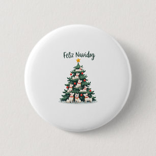 Feliz Navidog Christmas Dog T-Shirt, Funny Cute Xm 6 Cm Round Badge