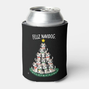 Feliz Navidog Christmas Dog T-Shirt, Funny Cute Xm Can Cooler