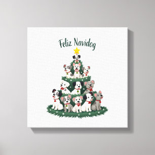Feliz Navidog Christmas Dog T-Shirt, Funny Cute Xm Canvas Print