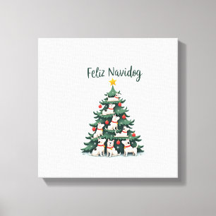 Feliz Navidog Christmas Dog T-Shirt, Funny Cute Xm Canvas Print
