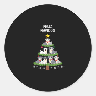 Feliz Navidog Christmas Dog T-Shirt, Funny Cute Xm Classic Round Sticker