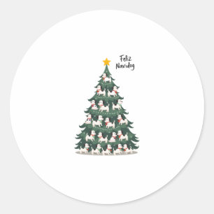 Feliz Navidog Christmas Dog T-Shirt, Funny Cute Xm Classic Round Sticker