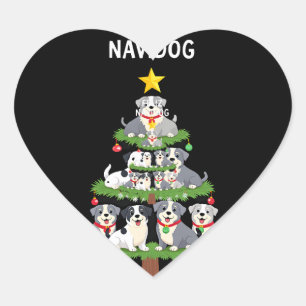 Feliz Navidog Christmas Dog T-Shirt, Funny Cute Xm Heart Sticker