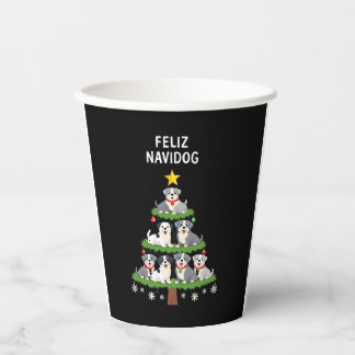 Feliz Navidog Christmas Dog T-Shirt, Funny Cute Xm Paper Cups