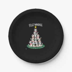 Feliz Navidog Christmas Dog T-Shirt, Funny Cute Xm Paper Plate