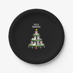 Feliz Navidog Christmas Dog T-Shirt, Funny Cute Xm Paper Plate