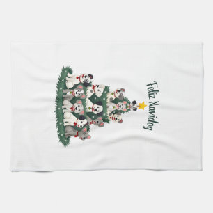 Feliz Navidog Christmas Dog T-Shirt, Funny Cute Xm Tea Towel