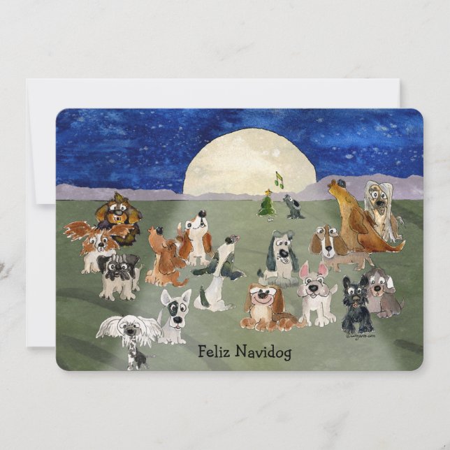 Feliz Navidog Christmas Dogs Cartoon Holiday Card (Front)