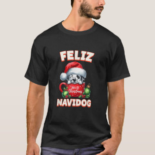 Feliz Navidog Cute Christmas Dog Hot Chocolate  T-Shirt