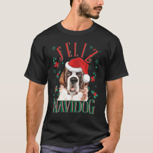 Feliz Navidog Cute Saint Bernard Dog Wearing Chris T-Shirt
