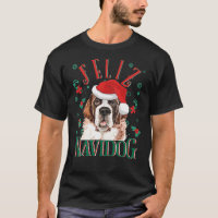 Feliz Navidog Cute Saint Bernard Dog Wearing Chris