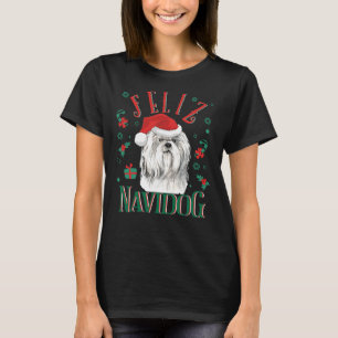 Feliz Navidog Cute Shih Tzu Dog Wearing Christmas T-Shirt