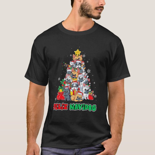 Feliz Navidog Feliz Navidad Christmas French Bulld T-Shirt (Front)