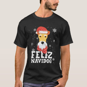 Feliz Navidog Fox Terrier Wire Dog Funny Christmas T-Shirt