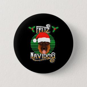 Feliz Navidog German Shepherd Dog Holiday Merry Ch 6 Cm Round Badge
