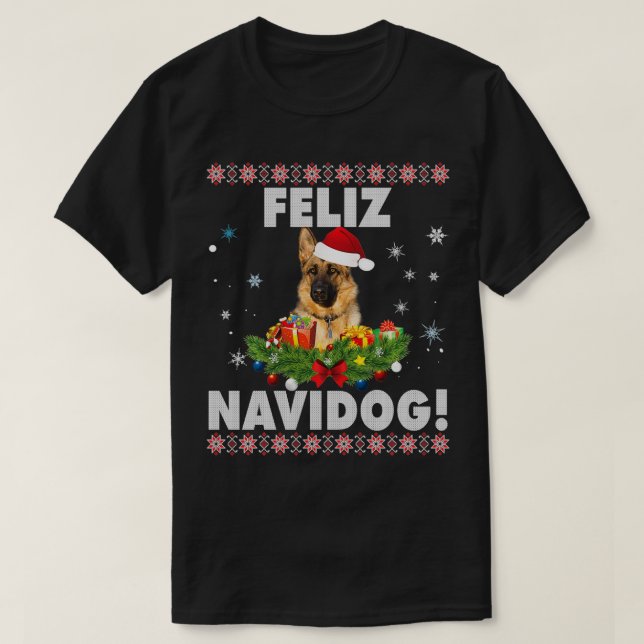 Feliz Navidog German Shepherd Dog Ugly Sweater Chr (Design Front)