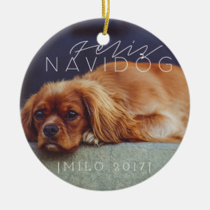 Feliz Navidog   Holiday Photo Ceramic Tree Decoration