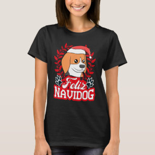 Feliz Navidog Navidad Beagle Santa Hat Merry Chris T-Shirt