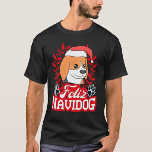Feliz Navidog Navidad Beagle Santa Hat Merry Chris T-Shirt
