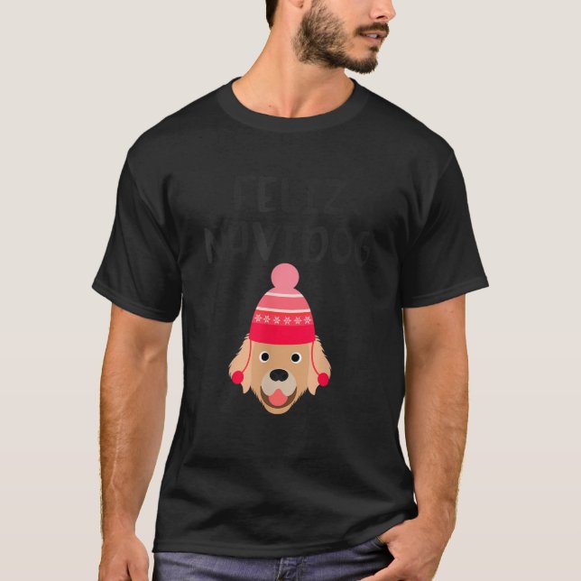 Feliz Navidog Navidad Golden Retriever Dog Christm T-Shirt (Front)
