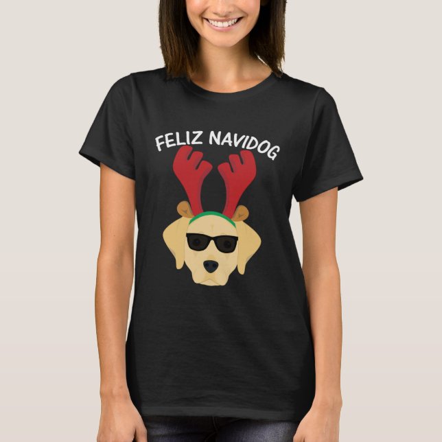 Feliz Navidog Navidad Labrador Retriever Christmas T-Shirt (Front)