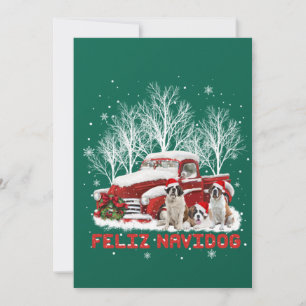 Feliz Navidog Saint Bernard Christmas Dog Lovers Invitation