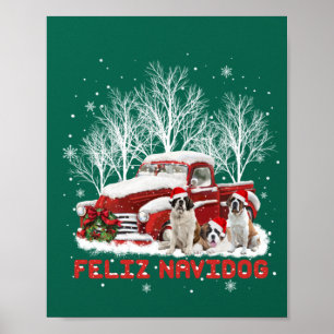 Feliz Navidog Saint Bernard Christmas Dog Lovers Poster