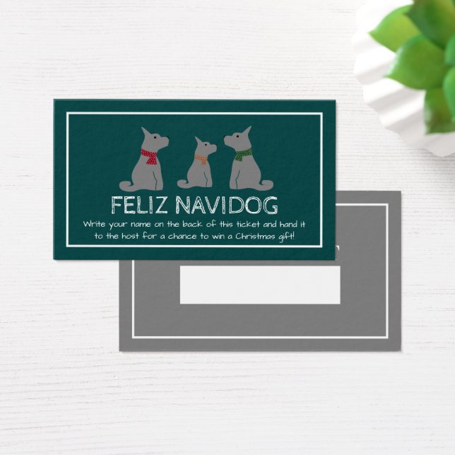 Feliz Navidog, Spanish Christmas Raffle Ticket (Desk)