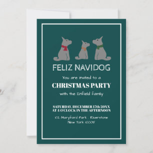 Feliz Navidog, Spanish Style Christmas Invitation