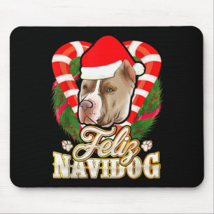 Feliz Navidog Tbull With Santa Claus Hat Ttie Chri Mouse Mat